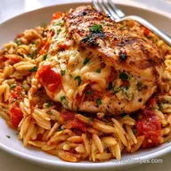 Boursin Stuffed Chicken with Orzo Tomatoes