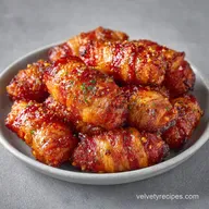 Nashville Hot Mozzarella Sticks: Bacon Wrapped
