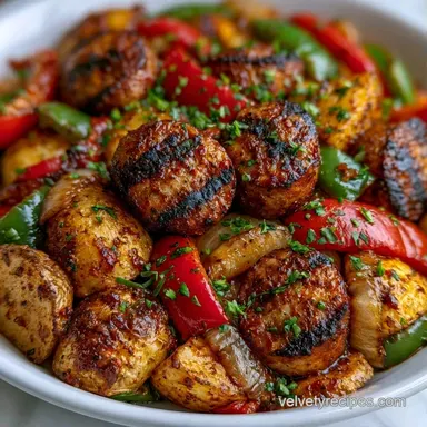 Andouille Sausage and Veggies for 4 Recipe Card
