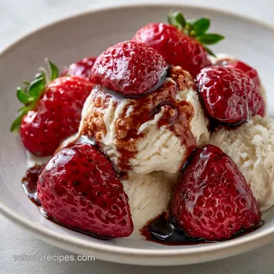 Balsamic Strawberries Ice Cream for 6 Recipe Card