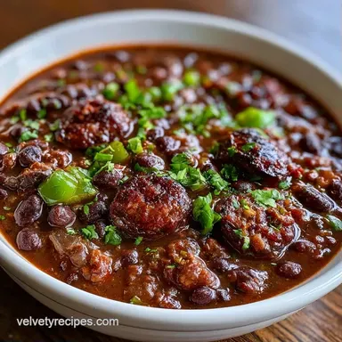 Black Bean Andouille Soup in 40 Minutes Recipe Card