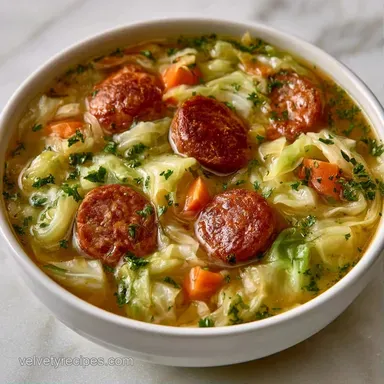 Cabbage and Andouille Sausage Soup 40m Recipe Card