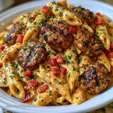 Creamy Cajun Pasta Andouille Sausage Recipe Card