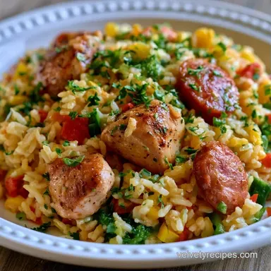 Chicken Andouille Sausage Rice Recipe in 45 Minutes Recipe Card