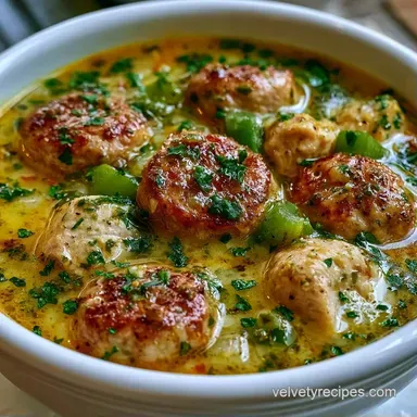 Chicken Andouille Sausage Soup One-Pot Recipe Card