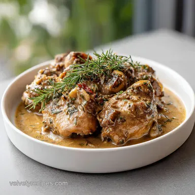 Crock Pot Creamy Tuscan Garlic Chicken for 6 Servings Recipe Card
