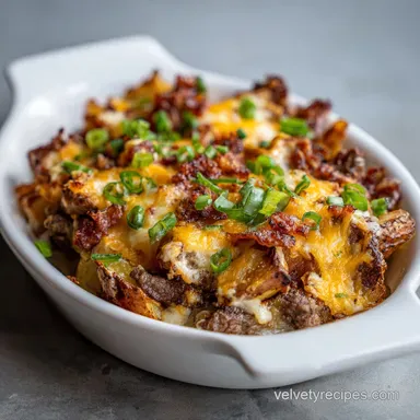 Crockpot Loaded Steak and Potato Bake for 6 Servings Recipe Card