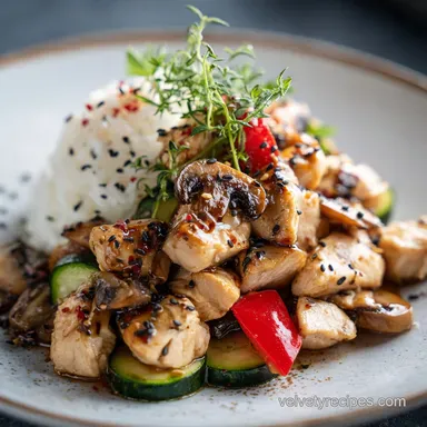 Hibachi Chicken for 4 Servings: Tender and Golden Pan-Seared Recipe Card