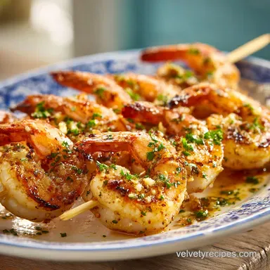 Garlic Butter Shrimp Skewers for 4 Servings: Charred and Tender