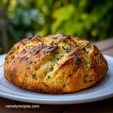 Garlic Herb Dutch Oven Bread for 12 Servings Recipe Card
