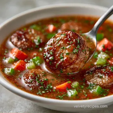Andouille Sausage Soup: One-Pot Recipe Card