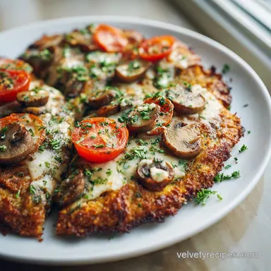 Low Carb Keto Chicken Crust Pizza Recipe with Garlic in 40 Minutes Recipe Card