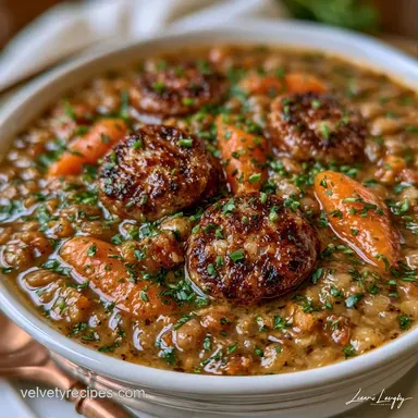 Lentil Soup with Andouille Sausage for 8 Recipe Card