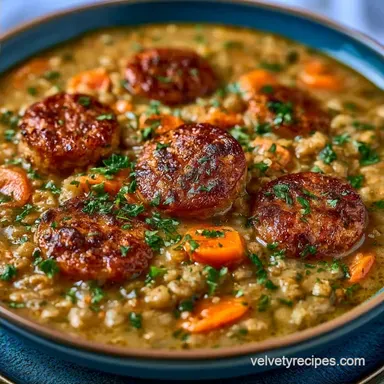Lentil Soup with Andouille Sausage for 8