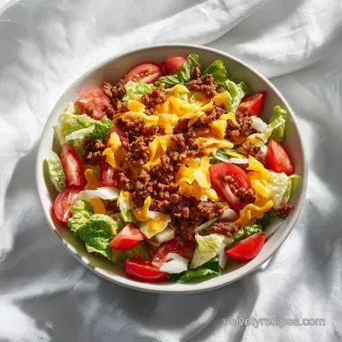Low Carb Gluten Free Big Mac Salad for 4 Servings Recipe Card