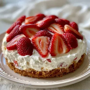 No Bake Strawberry Cream Cake with Yogurt Recipe Card