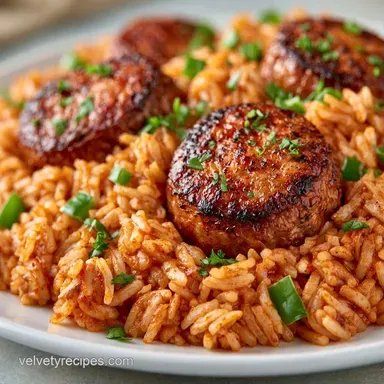 Rice and Andouille Sausage: One-Pot Recipe Card