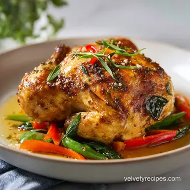 Spatchcock Chicken for 4 Servings with Crispy Garlic Herb Skin Recipe Card