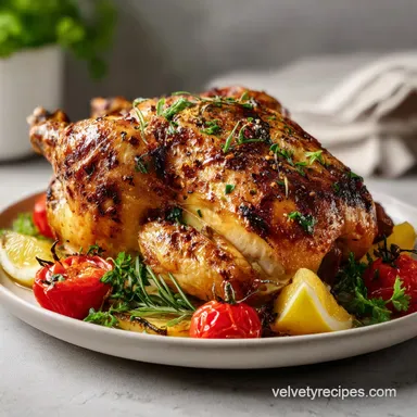 Spatchcock Chicken for 4 Servings with Crispy Garlic Herb Skin