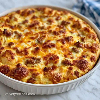 Sausage Egg Potato Casserole: Baked Recipe Card