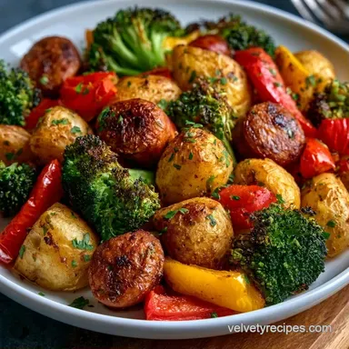 Sheet Pan Andouille Sausage and Veggies Recipe Card