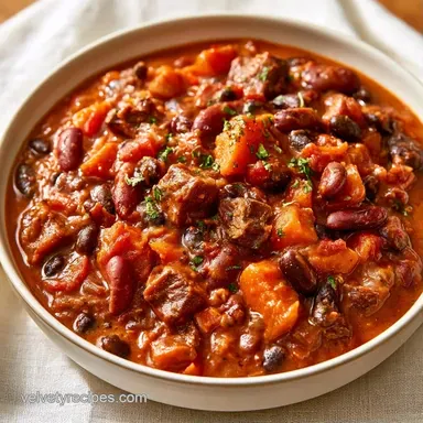 Slow Cooker Pumpkin Chili with Beef Recipe Card