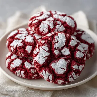 Soft Red Velvet Crinkle Cookies: Fudgy Recipe Card