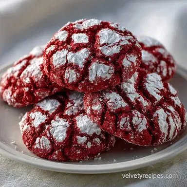 Soft Red Velvet Crinkle Cookies: Fudgy