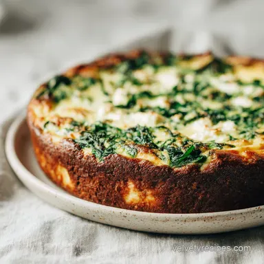 Spinach Cottage Cheese Crustless Quiche for 6