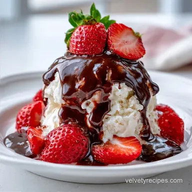 Strawberry Hot Fudge Sundae for 4