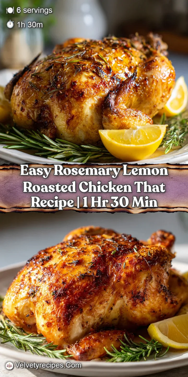 Close-up shows succulent, golden-brown chicken skin with flecks of rosemary. The meat is tender and steaming, ready to be ...