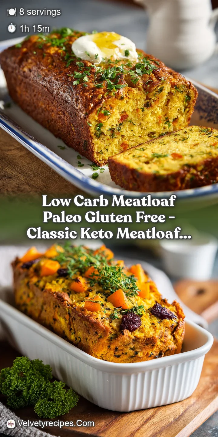 Juicy, close-up view of a slice of meatloaf showcasing a rich, dark caramelized topping.