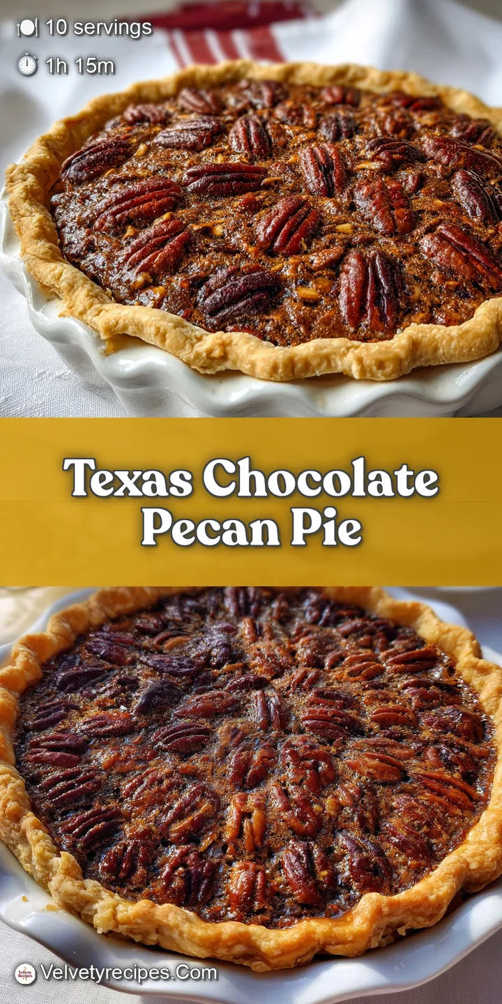 Close-up of a chocolate pecan pie slice, showing the gooey chocolate filling and the crunchy pecan halves embedded within.