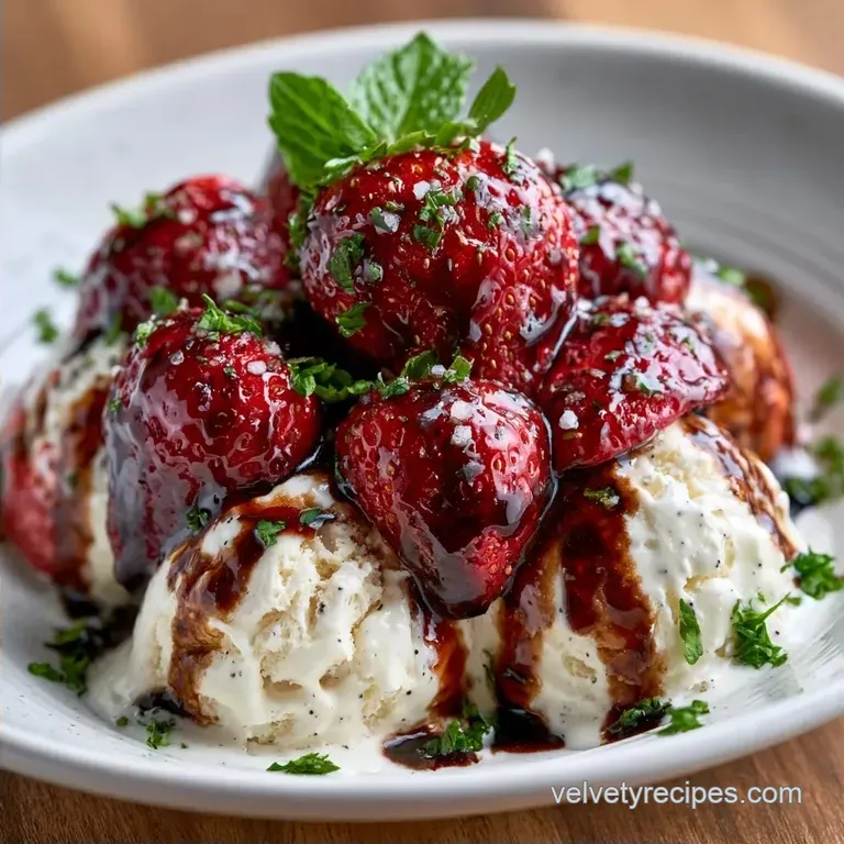 Balsamic Strawberries with Ice Cream: Creamy