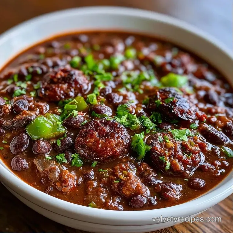 Deep bowl of dark, savory soup topped with sliced green onions and a lime wedge on a neutral linen tablecloth.