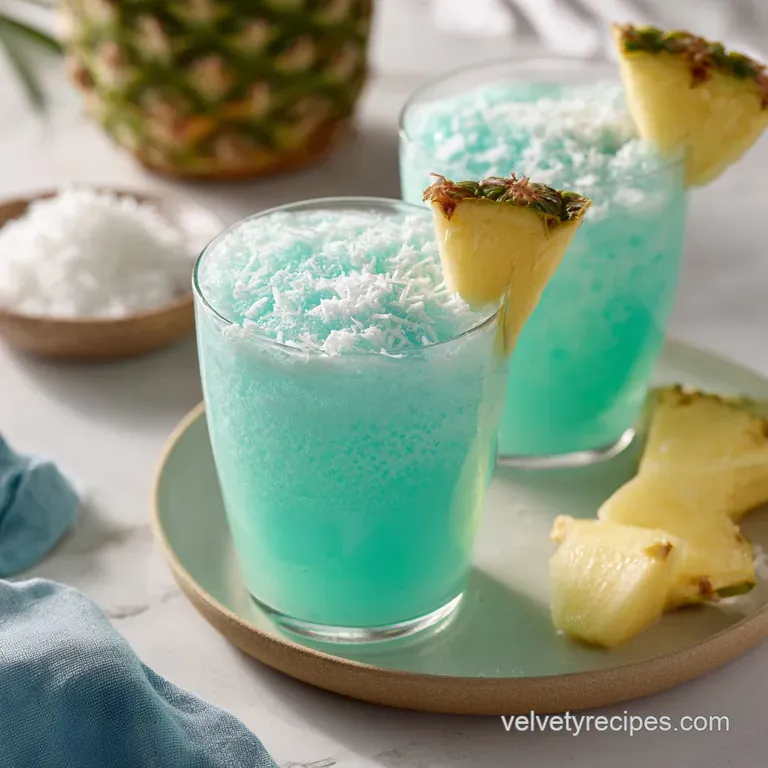 Blue Hawaiian Drink Recipe with Coconut and Pineapple
