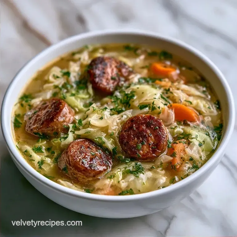 Cabbage and Andouille Sausage Soup in 40 Minutes