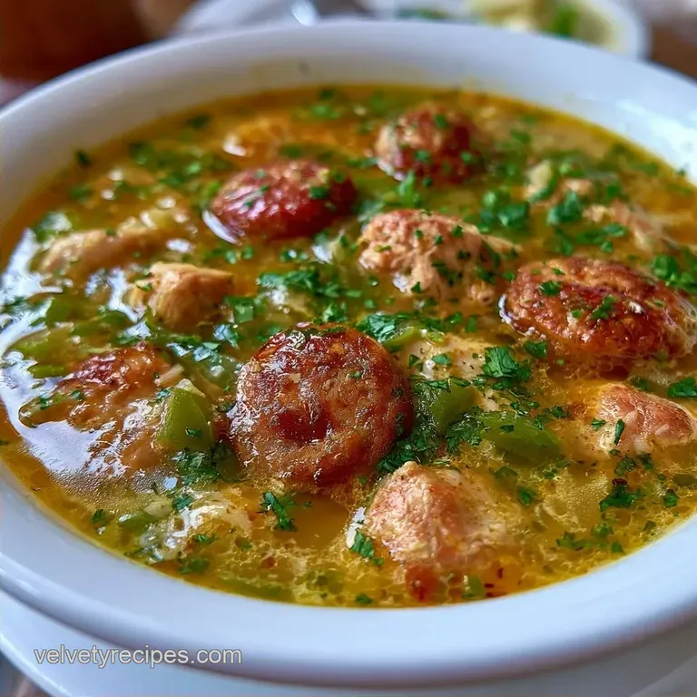 Hearty Chicken Andouille Sausage Soup