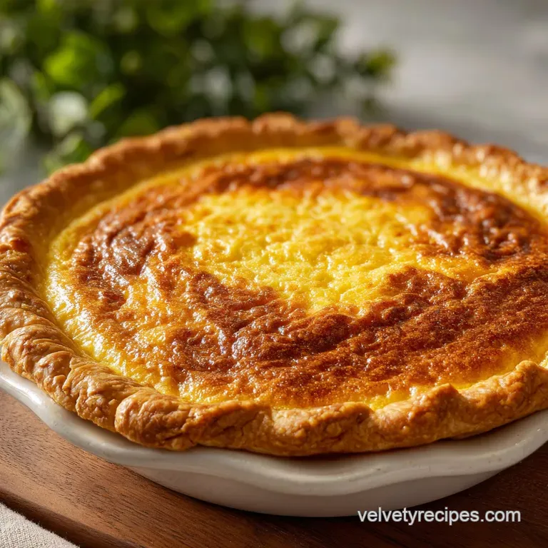 Slice of warm pie on a white plate. Crust is flaky, filling is moist. Garnished with sprig of thyme, dusted with powdered...