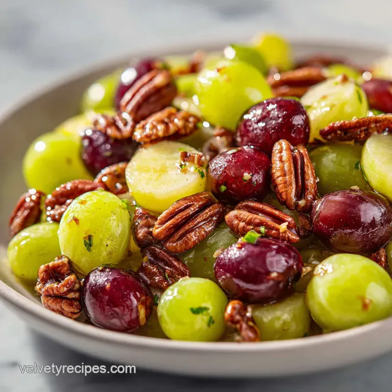 Creamy Grape Salad with Pecans and Brown Sugar