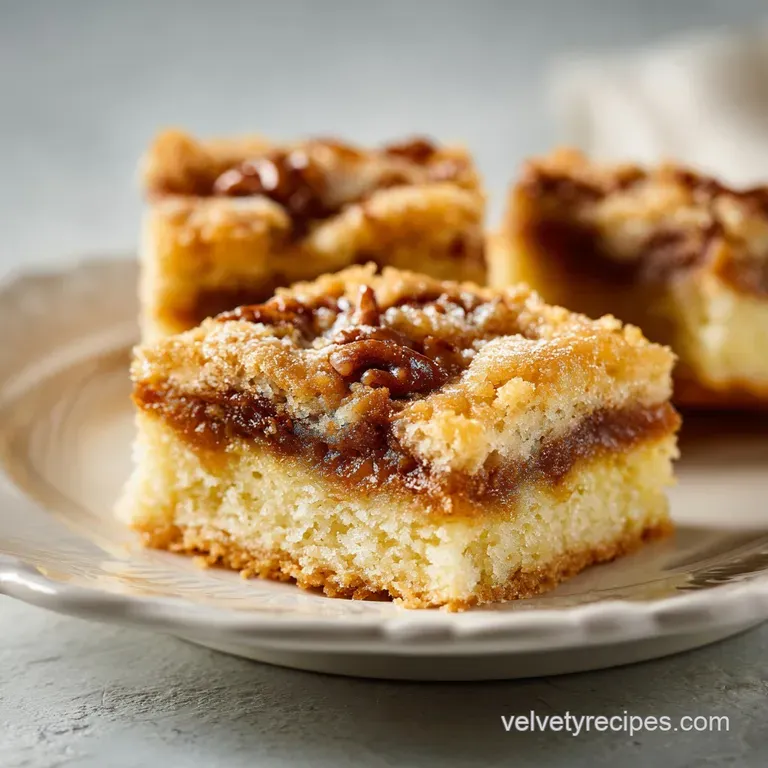 Congo square on a white plate, dusted with powdered sugar. Crisp edges and soft center, a tempting dessert, neatly plated.