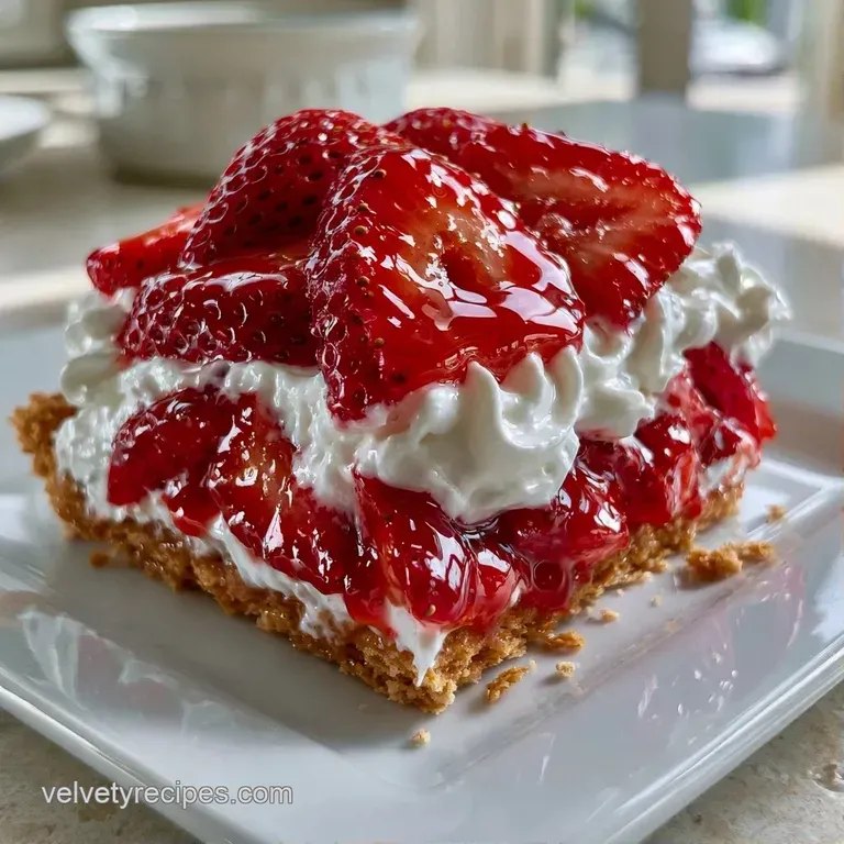 Elegant slice of light pink cream on a golden crust, topped with a fresh berry and mint on a white plate.