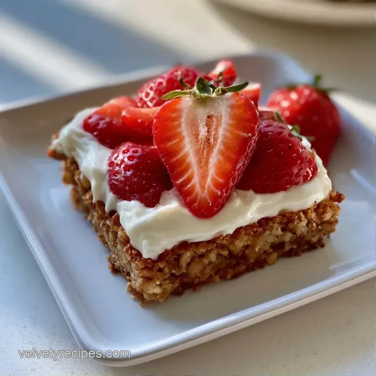 A frost-tipped pink dessert square plated with a fresh mint leaf and vibrant strawberry slices on slate.