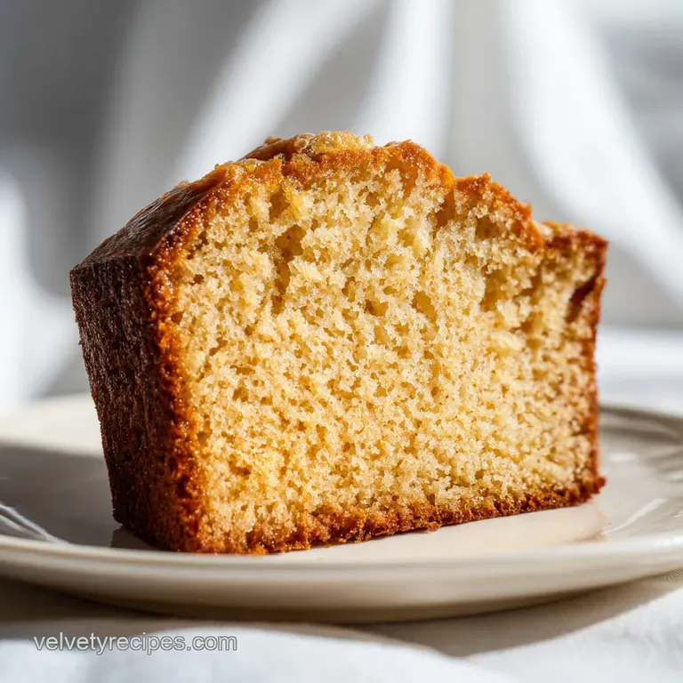 A golden-brown slice topped with a swirl of creamy white frosting and crushed pecans on a white ceramic plate.