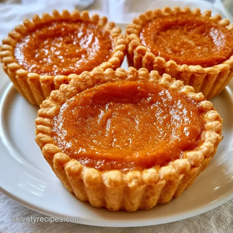 Elegant arrangement of petite orange pies with white cream peaks served on a marble slab with autumn leaves.