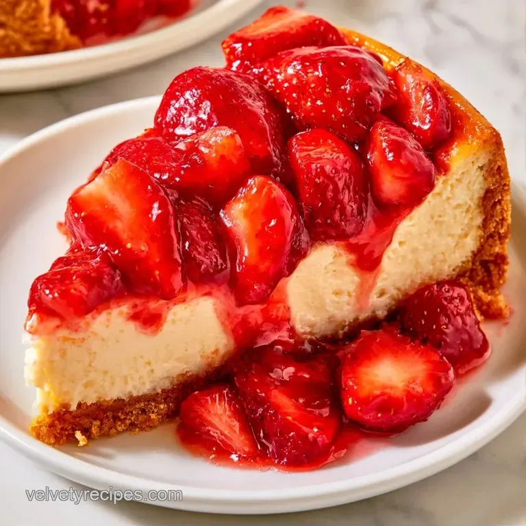 A neat slice of cream-colored cake on a white porcelain plate, topped with fresh sliced berries and a mint leaf.