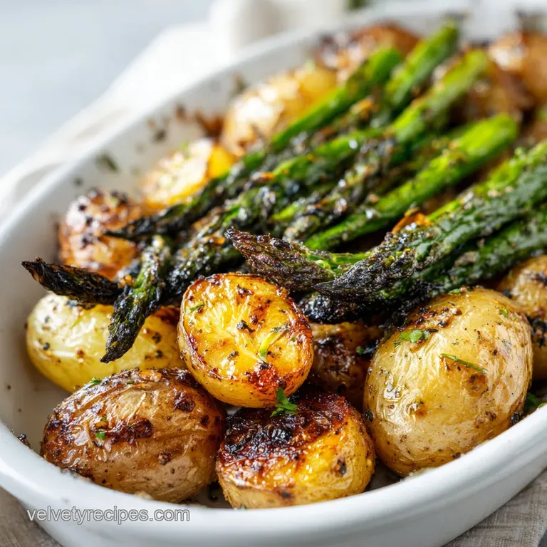 OnePan Garlic Potatoes and Asparagus Recipe