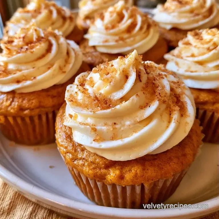 Golden-orange cakes with creamy white swirls arranged on a white porcelain platter beside a soft linen napkin.