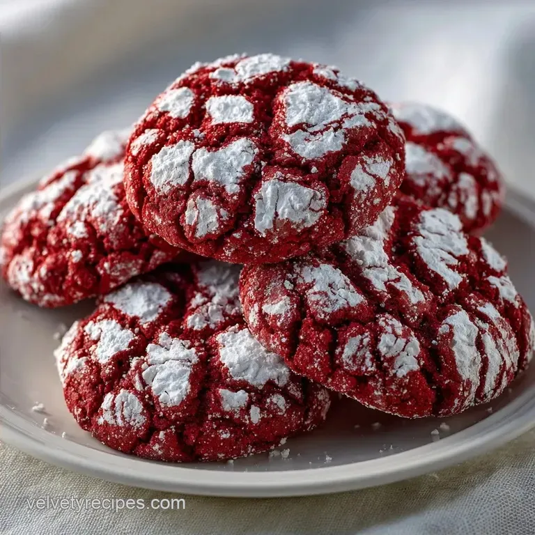 Soft Red Velvet Crinkle Cookies: Fudgy and Cracked