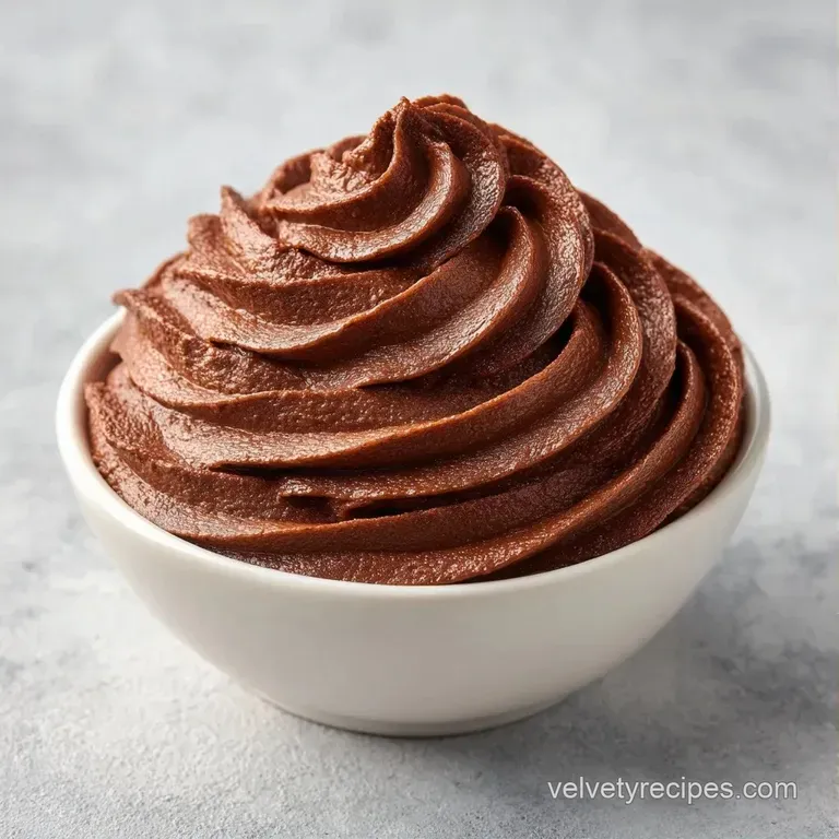 Rich dark brown cream served in a chilled glass, finished with a sprig of mint and a dusting of cocoa.
